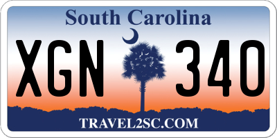 SC license plate XGN340