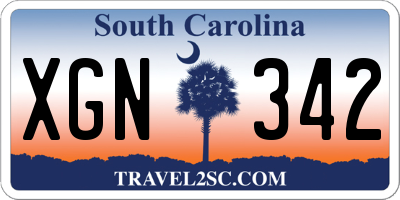 SC license plate XGN342