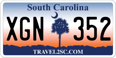 SC license plate XGN352