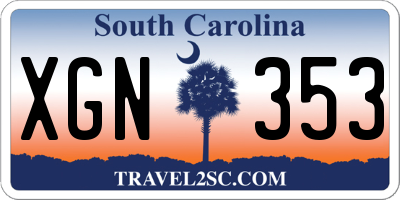 SC license plate XGN353