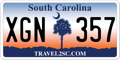 SC license plate XGN357