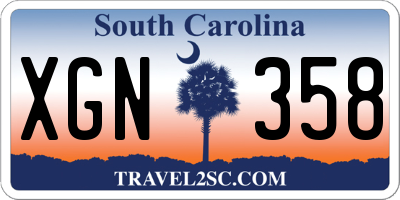 SC license plate XGN358