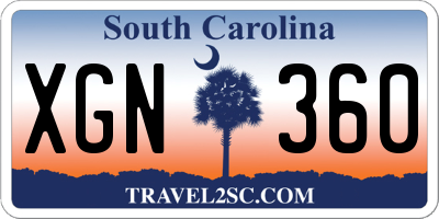 SC license plate XGN360