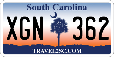 SC license plate XGN362