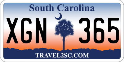 SC license plate XGN365