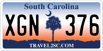 SC license plate XGN376