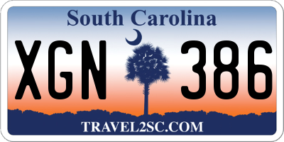 SC license plate XGN386