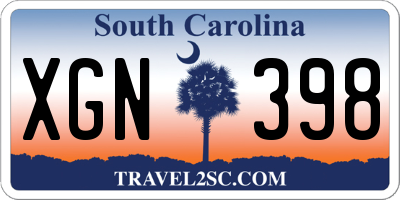 SC license plate XGN398
