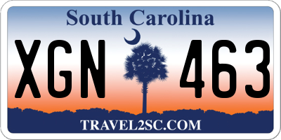 SC license plate XGN463