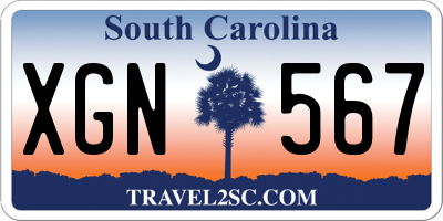 SC license plate XGN567