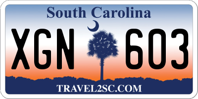 SC license plate XGN603