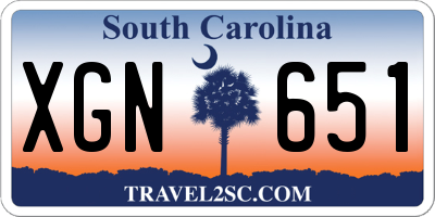 SC license plate XGN651