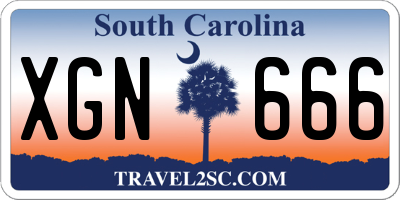 SC license plate XGN666