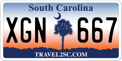SC license plate XGN667