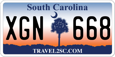 SC license plate XGN668