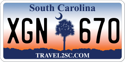 SC license plate XGN670