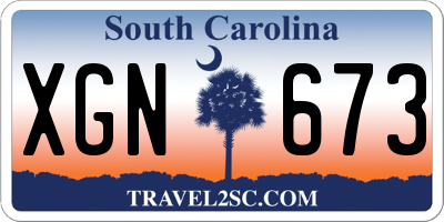 SC license plate XGN673