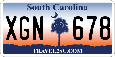 SC license plate XGN678