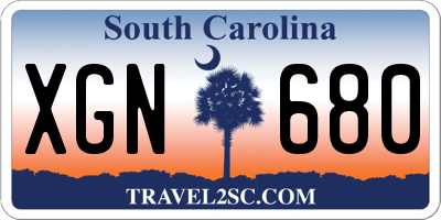 SC license plate XGN680