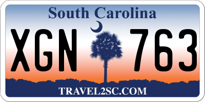 SC license plate XGN763