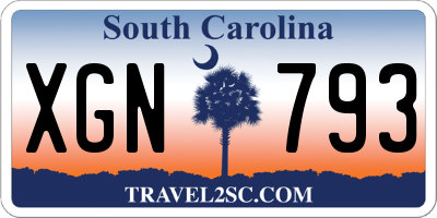 SC license plate XGN793