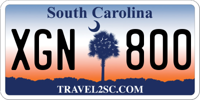 SC license plate XGN800