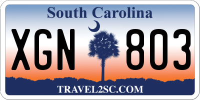 SC license plate XGN803