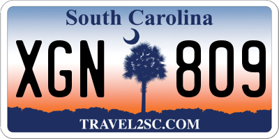 SC license plate XGN809