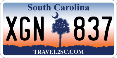 SC license plate XGN837