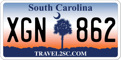 SC license plate XGN862