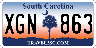 SC license plate XGN863