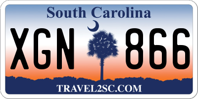 SC license plate XGN866