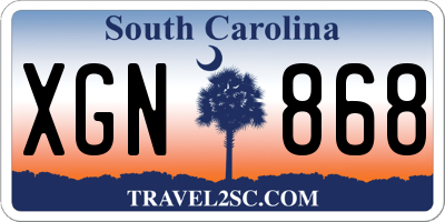 SC license plate XGN868