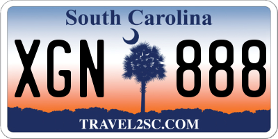 SC license plate XGN888