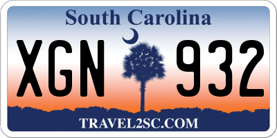 SC license plate XGN932