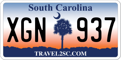 SC license plate XGN937