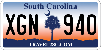 SC license plate XGN940