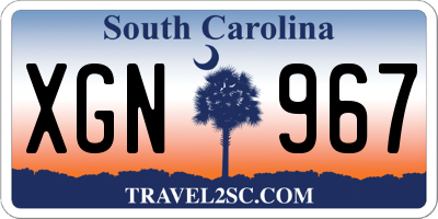 SC license plate XGN967