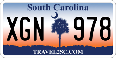 SC license plate XGN978