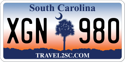 SC license plate XGN980