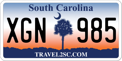 SC license plate XGN985