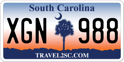 SC license plate XGN988