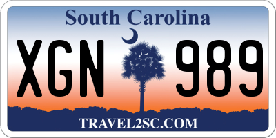 SC license plate XGN989