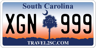 SC license plate XGN999