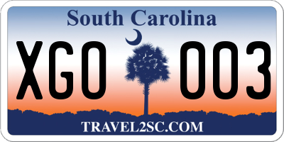 SC license plate XGO003