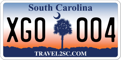 SC license plate XGO004