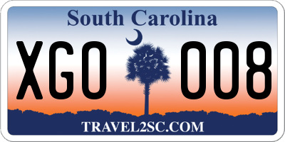 SC license plate XGO008