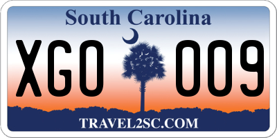 SC license plate XGO009