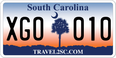 SC license plate XGO010