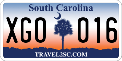 SC license plate XGO016